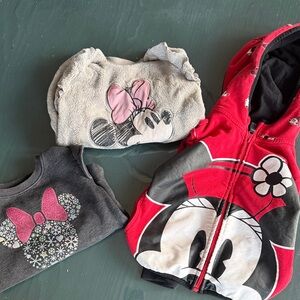 Disney Minnie Red Hoodie & Gray Sweatshirts Set bundle